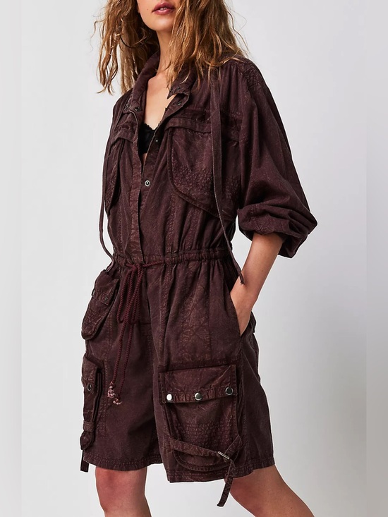 Free People Pants - NWT FREE PEOPLE Moon Bay Parachute Shortalls | Brown MSRP $168 Size M